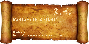 Kadlecsik Anikó névjegykártya